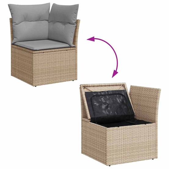 Canapé Terrasse 12 Pcs Beige Résine Tressée et Acacia Look Naturel avec Coussins pour Confort en Plein Air – ComfortXL Outdoor Living - Imagen 6