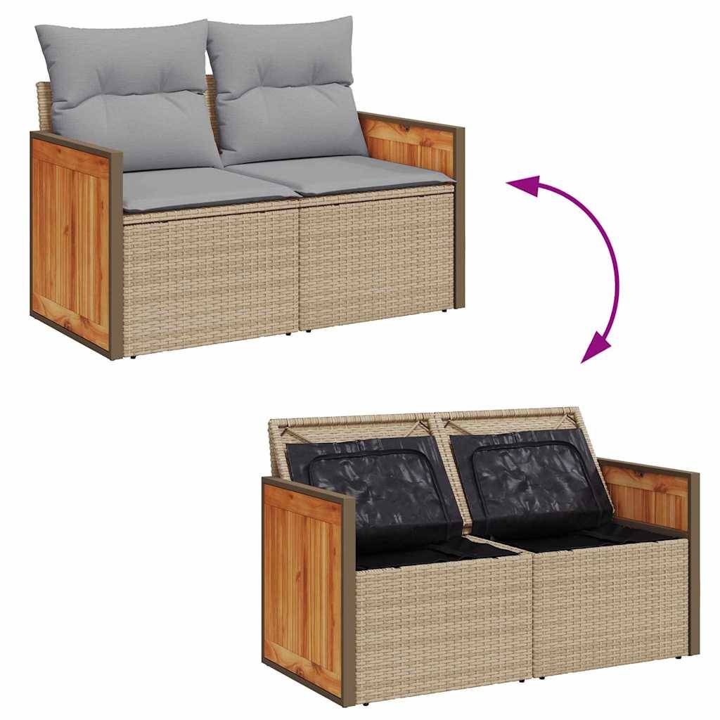 Canapé Terrasse 12 Pcs Beige Résine Tressée et Acacia Look Naturel avec Coussins pour Confort en Plein Air – ComfortXL Outdoor Living - Imagen 8