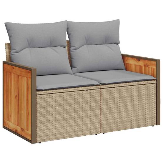 Canapé Terrasse 12 Pcs Beige Résine Tressée et Acacia Look Naturel avec Coussins pour Confort en Plein Air – ComfortXL Outdoor Living - Imagen 4