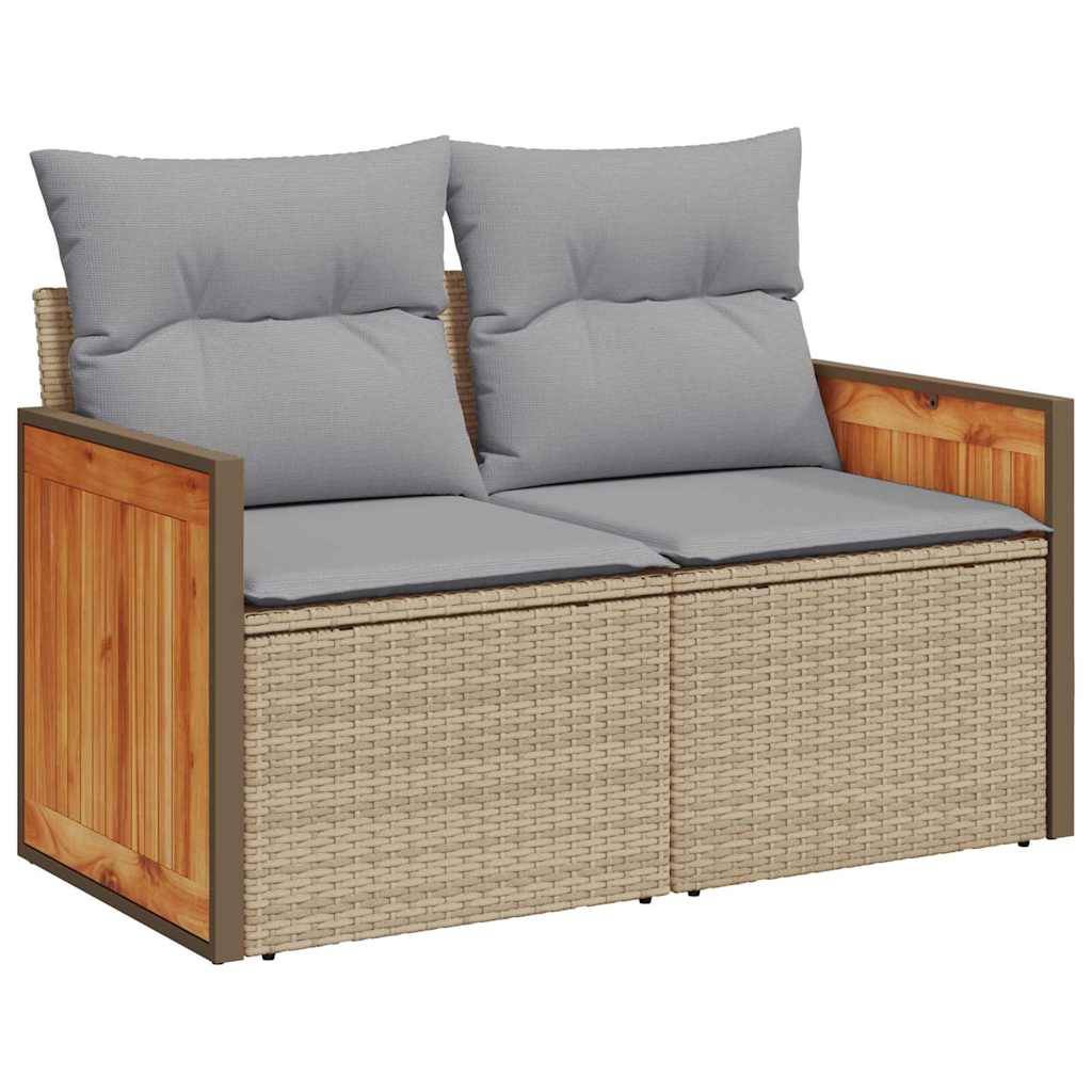 Canapé Terrasse 12 Pcs Beige Résine Tressée et Acacia Look Naturel avec Coussins pour Confort en Plein Air – ComfortXL Outdoor Living - Imagen 4