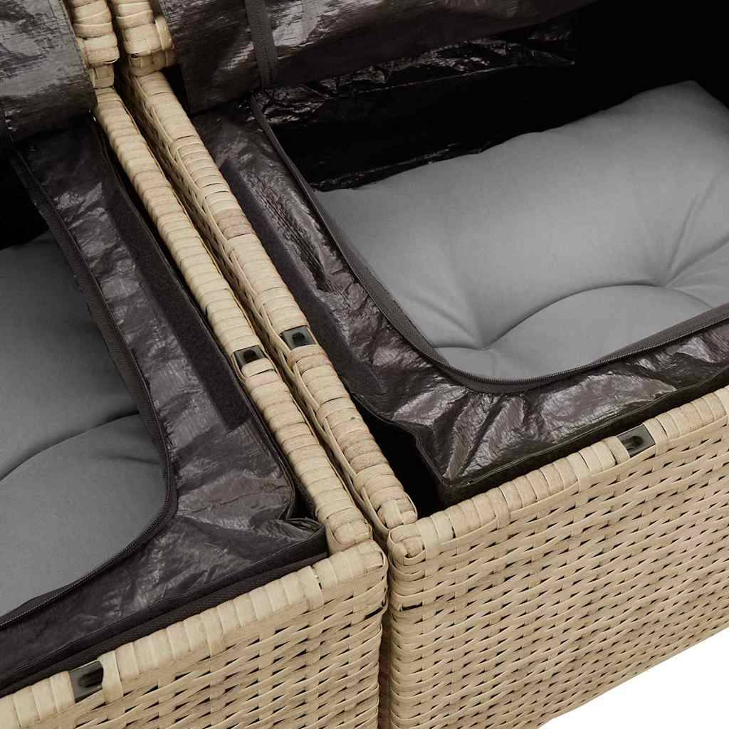 Canapé Terrasse 12 Pcs Beige Résine Tressée et Acacia Look Naturel avec Coussins pour Confort en Plein Air – ComfortXL Outdoor Living - Imagen 7