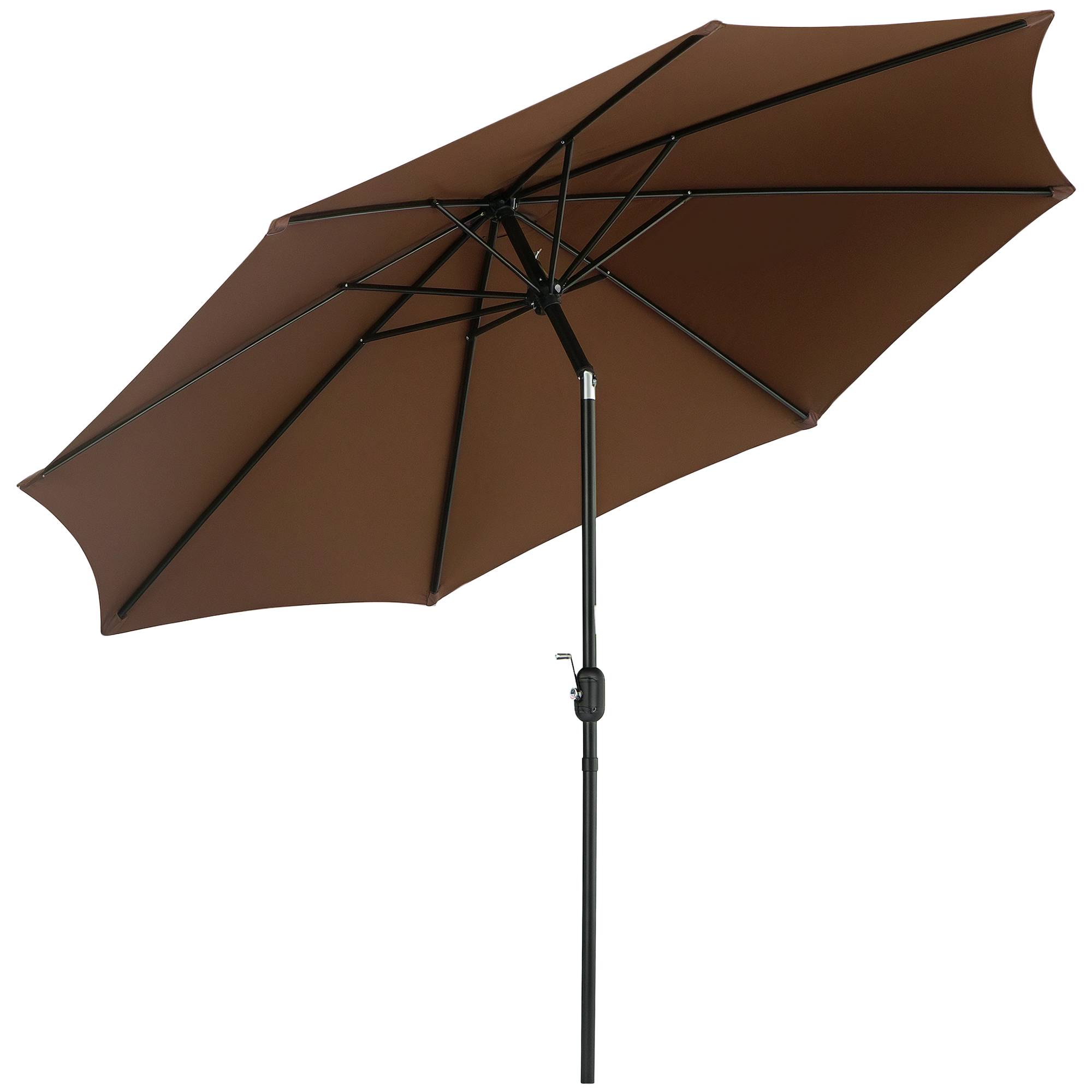 Parasol jardin Ø295x250 cm, manivelle, inclinable, mât métallique détachable, terrasse piscine patio, café - Image 1