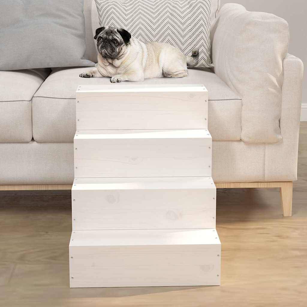 Vidaxl - Escalier pour animaux de compagnie Blanc 40x49x47cm Bois de pin vidaXL 822467 - Imagen 4