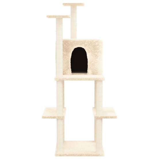 Arbre à Chat Classique Sisal Niche Crème 144,5cm pour Chat Actif Stable - ComfortXL Outdoor Living - Image 3