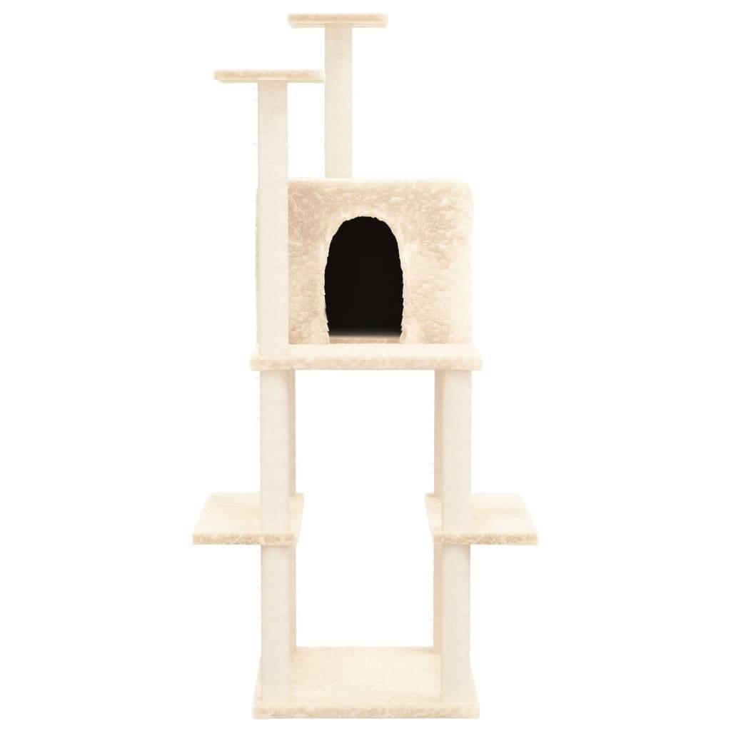 Arbre à Chat Classique Sisal Niche Crème 144,5cm pour Chat Actif Stable - ComfortXL Outdoor Living - Image 3