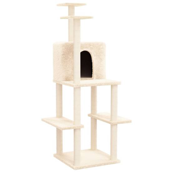 Arbre à Chat Classique Sisal Niche Crème 144,5cm pour Chat Actif Stable - ComfortXL Outdoor Living - Image 2
