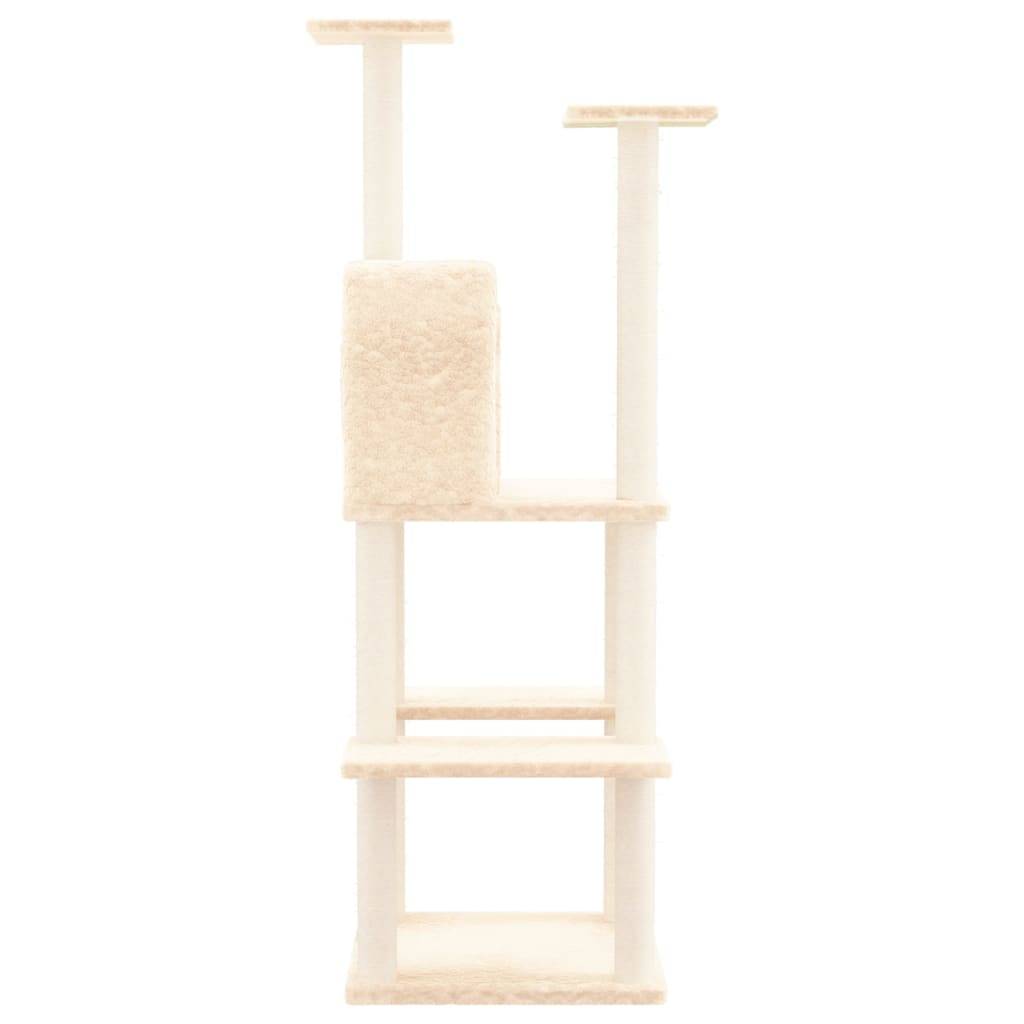 Arbre à Chat Classique Sisal Niche Crème 144,5cm pour Chat Actif Stable - ComfortXL Outdoor Living - Image 4