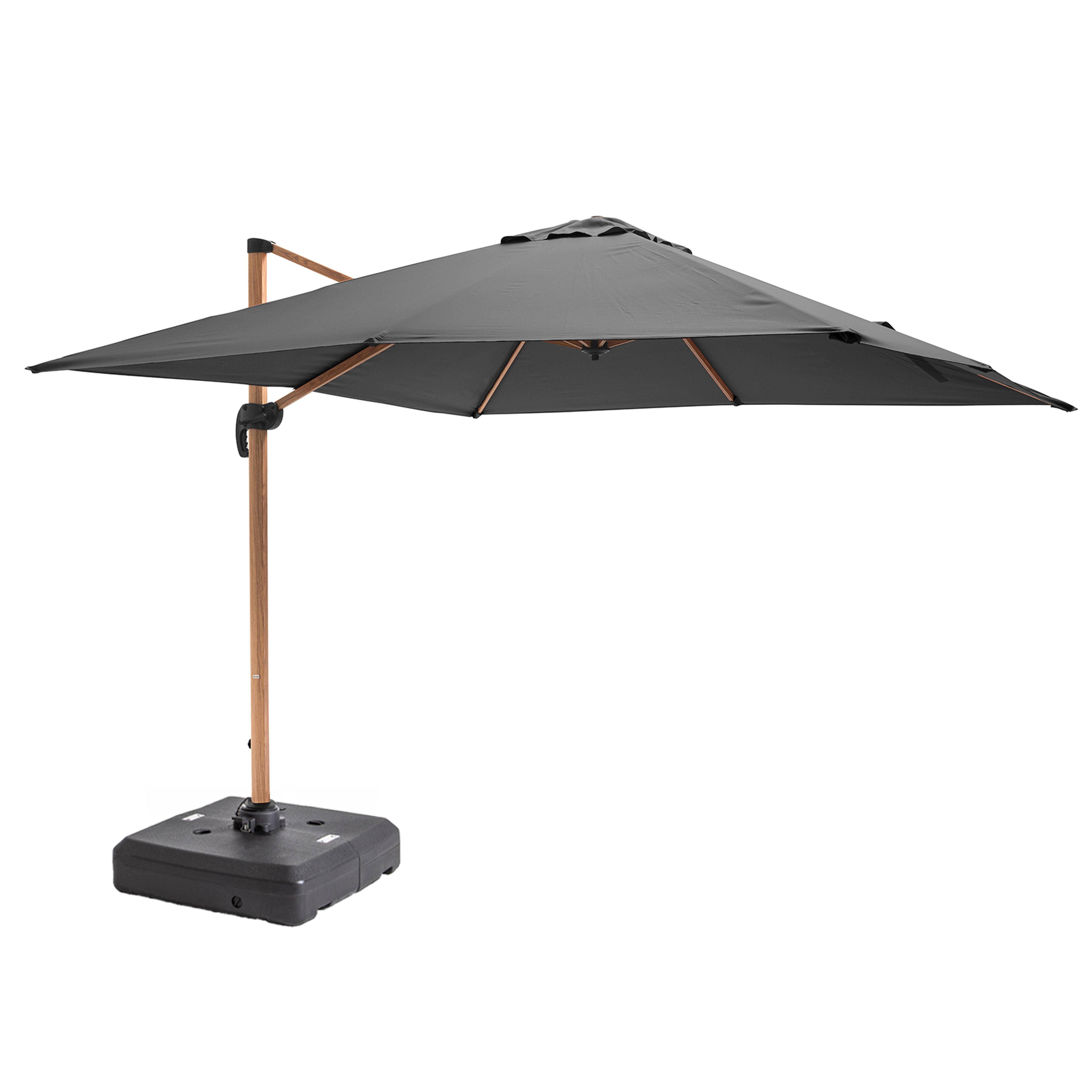 Oviala - Parasol déporté 3x3m et dalle à lester sur roues effet bois gris Brescia - Oviala - Imagen 1