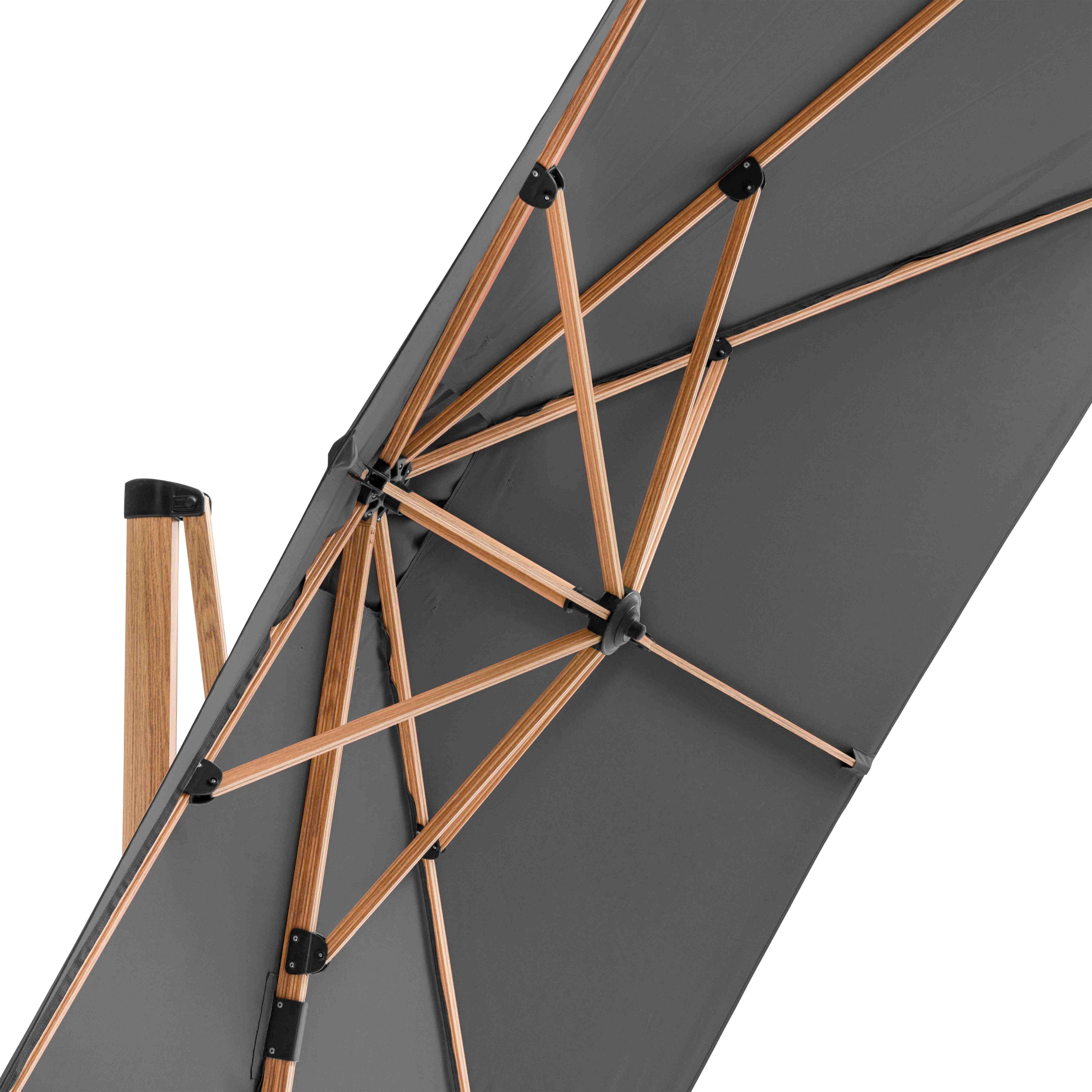 Oviala - Parasol déporté 3x3m et dalle à lester sur roues effet bois gris Brescia - Oviala - Imagen 4