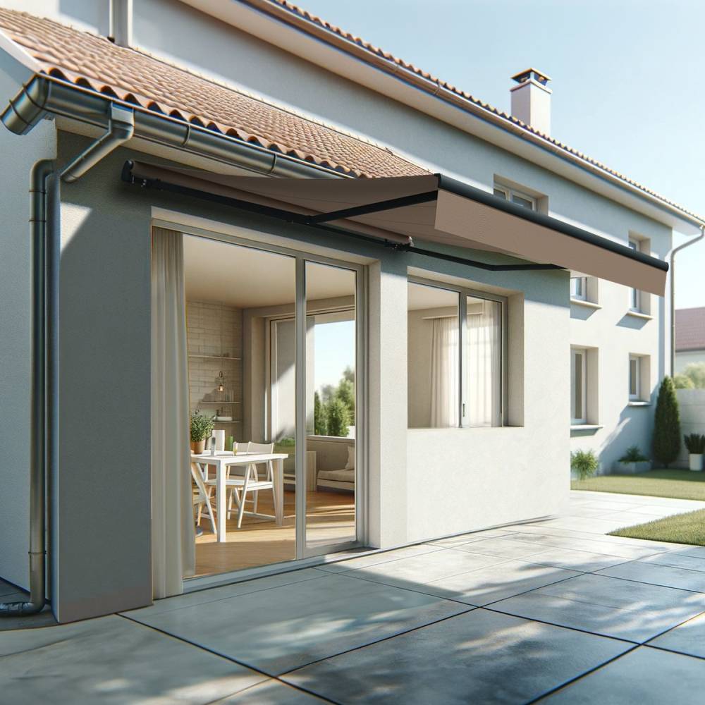 Store banne monobloc ESPAI 4,00x3,00m (Manuelle - Taupe - Gris anthracite) - Alia Productions - Imagen 1
