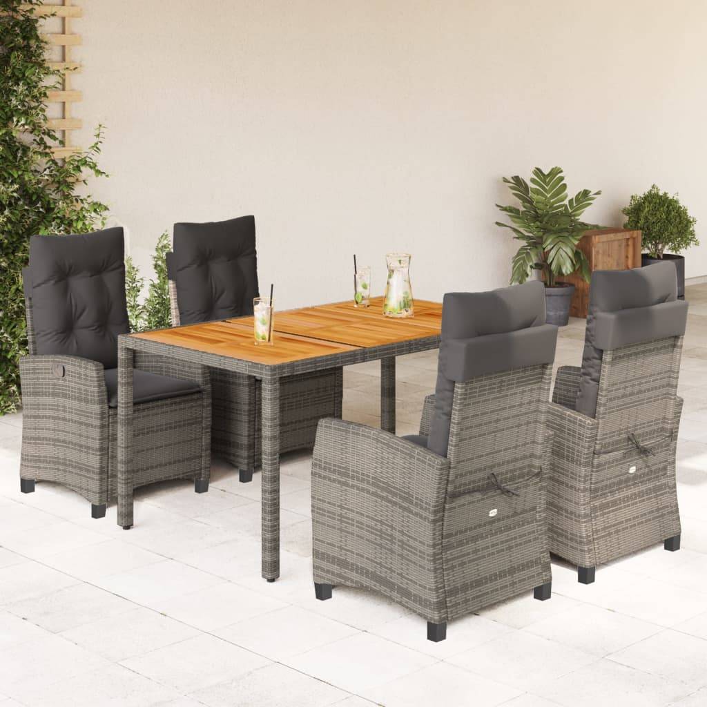 Salon de Jardin 4 Personnes Résine Tressée Inclinable Table Bois Acacia – ComfortXL Outdoor Living - Image 1