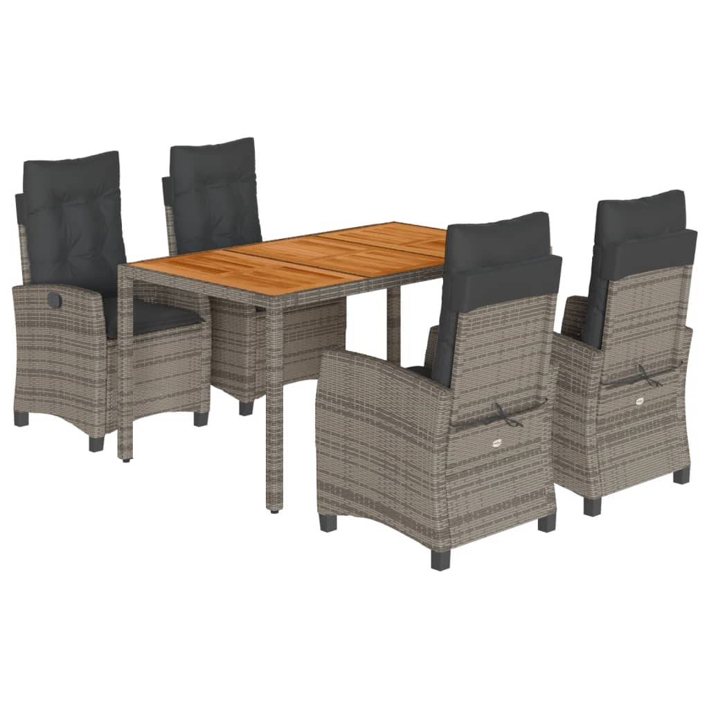 Salon de Jardin 4 Personnes Résine Tressée Inclinable Table Bois Acacia – ComfortXL Outdoor Living - Image 2