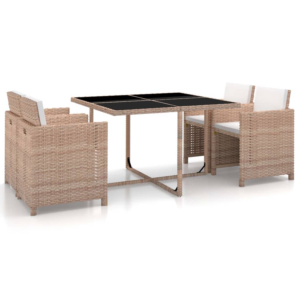 Helloshop26 - Salon de jardin meuble d'extérieur ensemble de mobilier 5 pièces avec coussins résine tressée beige - Imagen 1