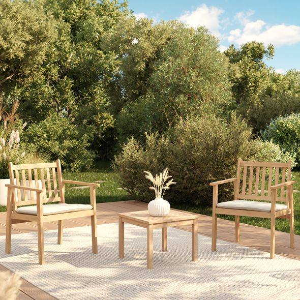 Beau Rivage - Salon de jardin RIO 2 places en bois d'acacia blanchi FSC avec coussins écru Beau Rivage - Imagen 2