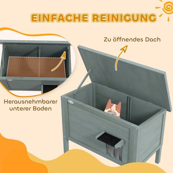 Maisonnette chat extérieur bois massif toit ouvrant isolée 85x50x68,5cm gris - ComfortXL Outdoor Living - Image 5