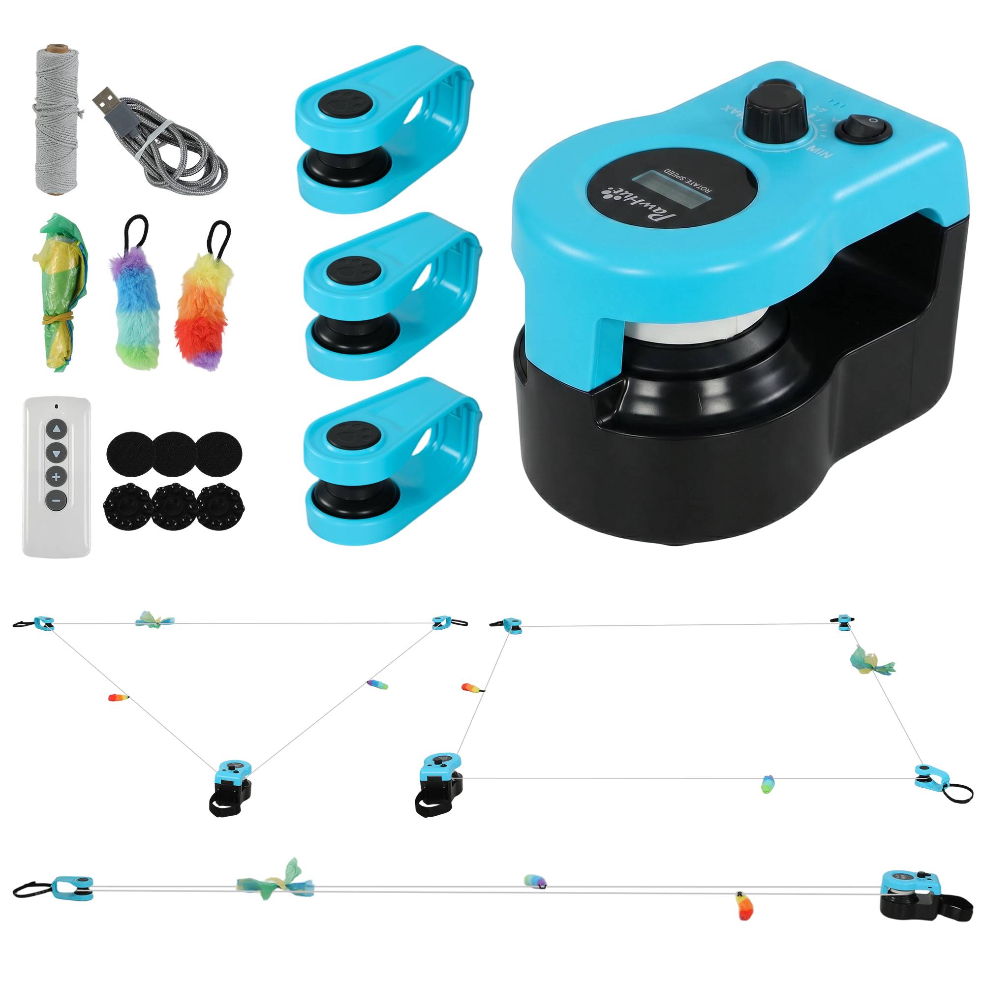 ComfortXL - Jouet interactif pour chat ABS noir télécommandé parcours réglable vitesse ajustable rechargeable USB-C - Image 2