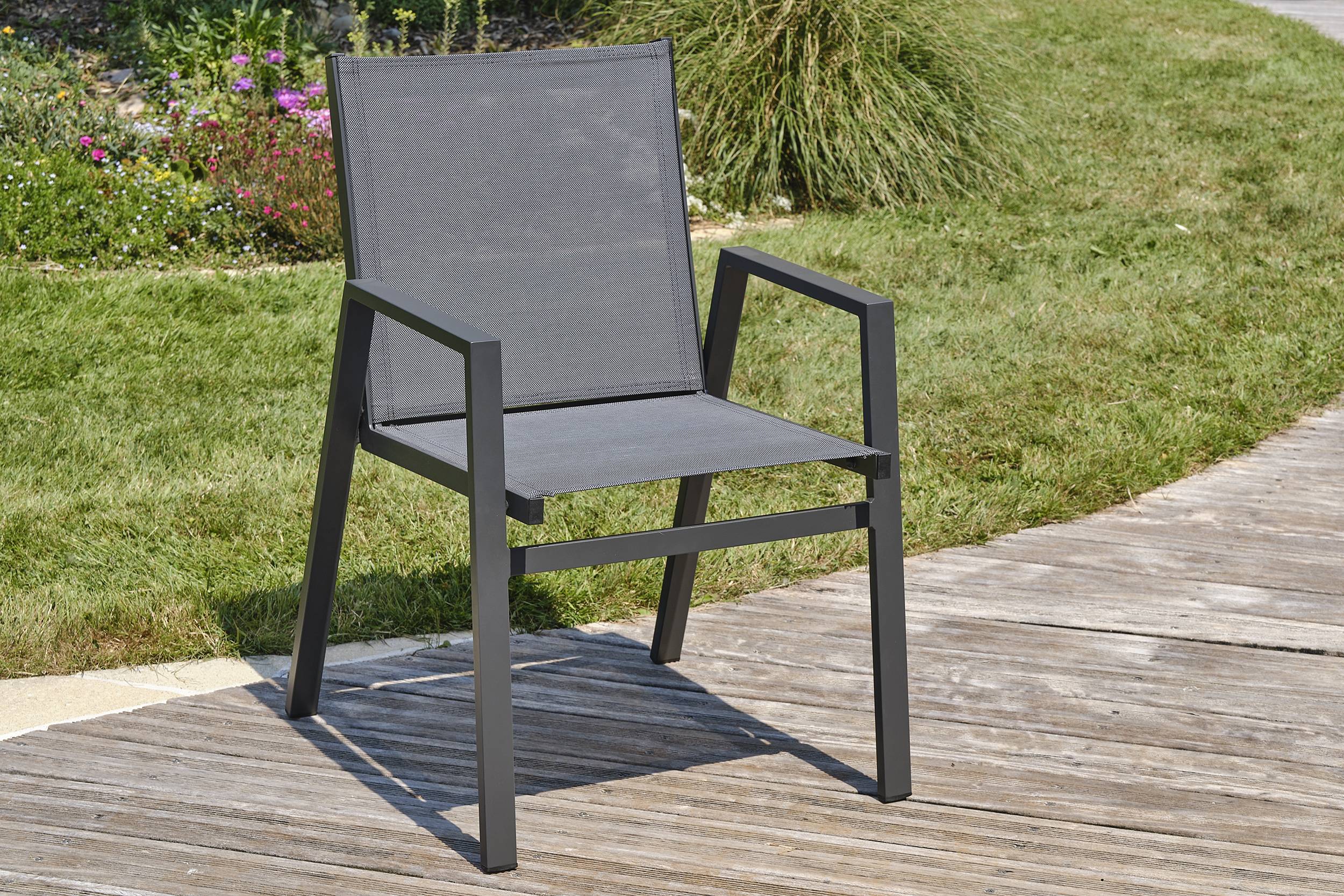 Dcb Garden - Ensemble repas de jardin 6 places en aluminium  - Gris anthracite - FLORIDE - Image 5