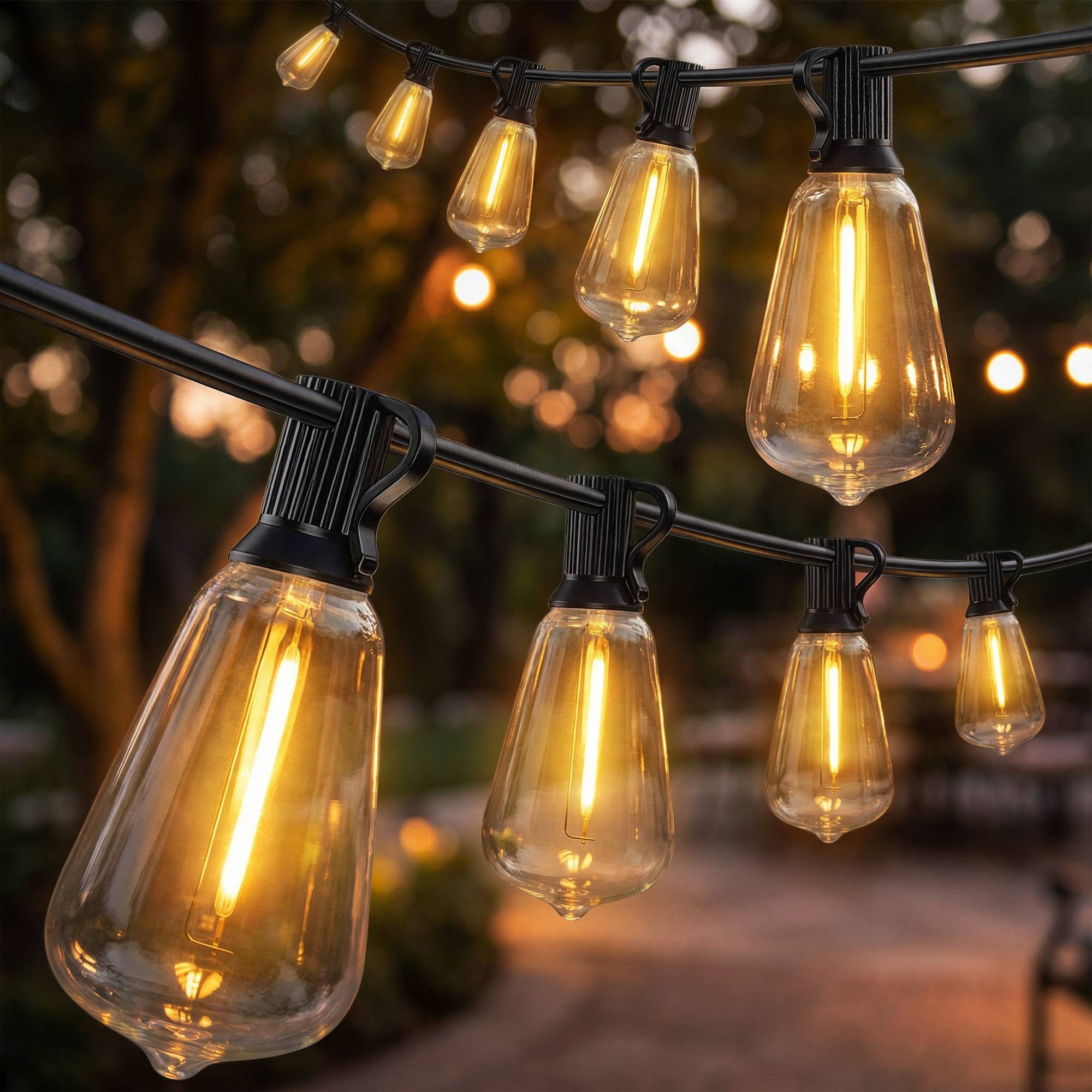 Sans Marque - Guirlande lumineuse extérieur 50 LED IP44 PET plastique 1800x3,8x9 cm noire transparente - Image 1