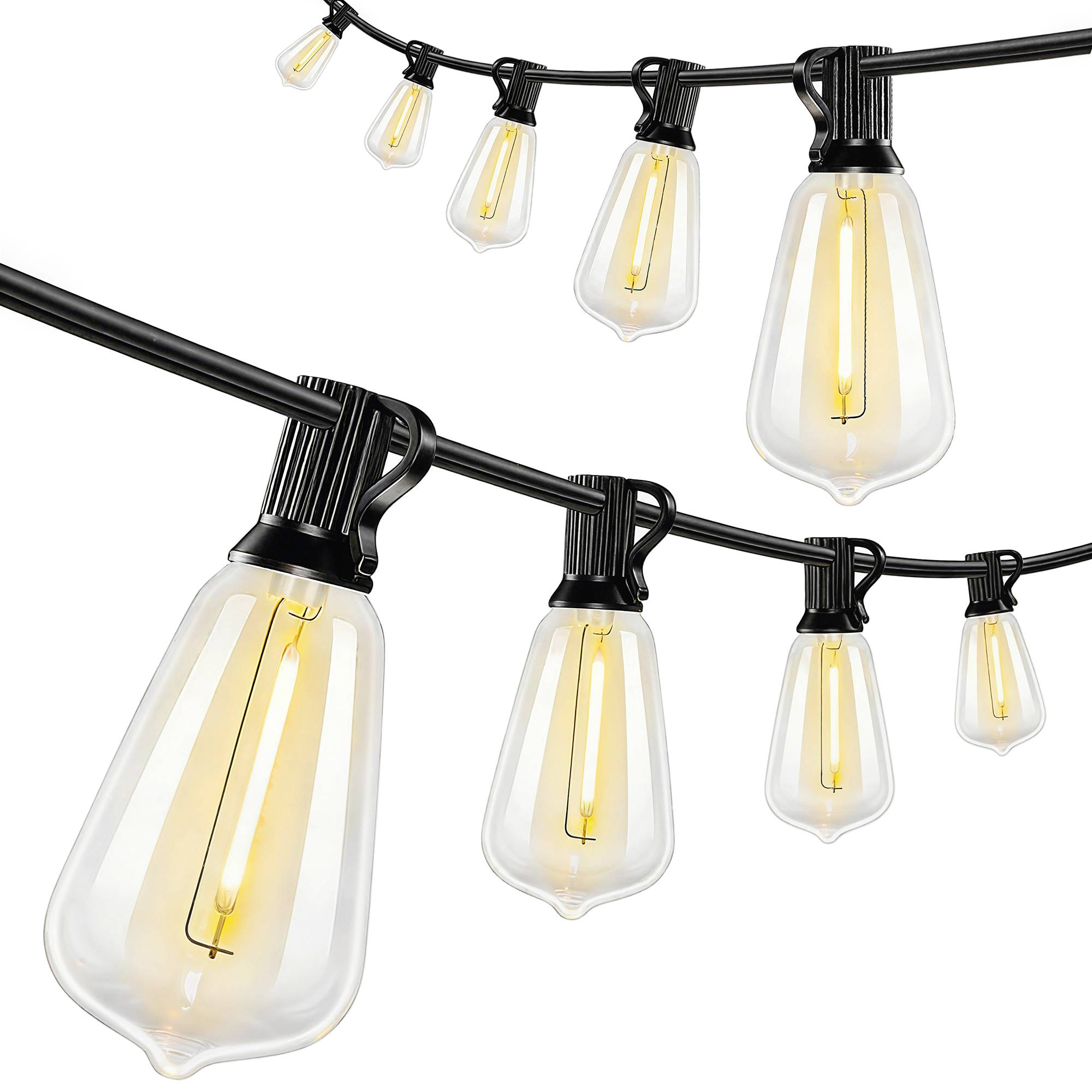 Sans Marque - Guirlande lumineuse extérieur 50 LED IP44 PET plastique 1800x3,8x9 cm noire transparente - Image 2