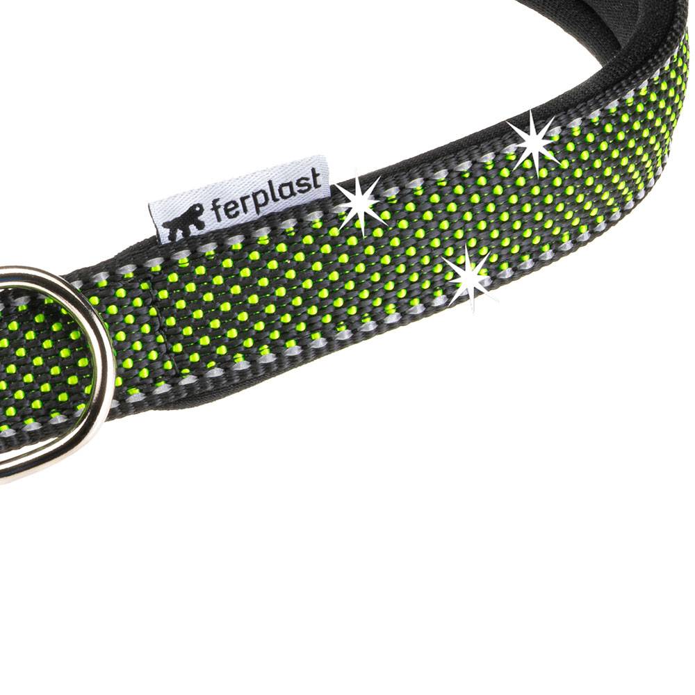 Ferplast - Collier pour Chiens Réfléchissant Rembourré DAYTONA DELUXE C25/53, Réglable, Boucle en Métal, Noir-Vert - Imagen 5