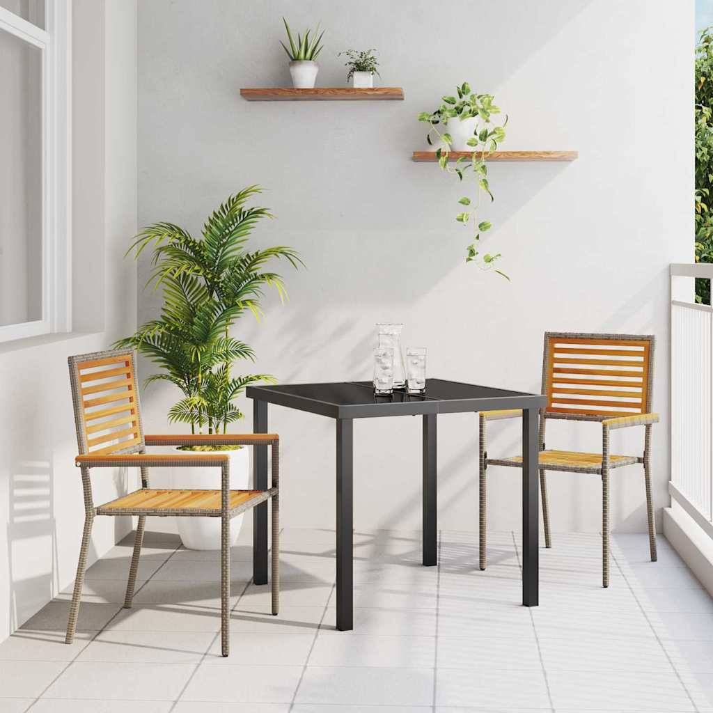 Chaises empilables de jardin Marron et Gris 56 x 54 x 90 cm (2 pcs) - PANGIVO - Image 1