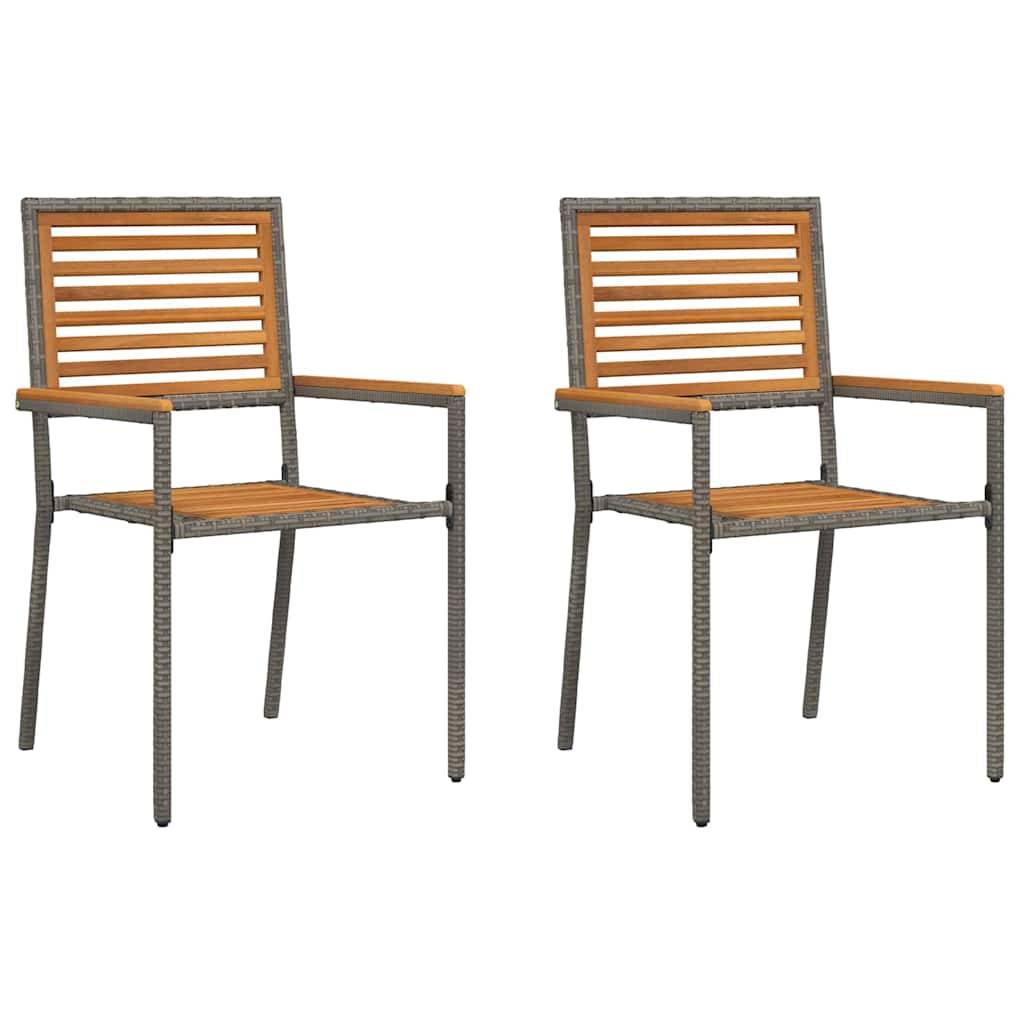 Chaises empilables de jardin Marron et Gris 56 x 54 x 90 cm (2 pcs) - PANGIVO - Image 2