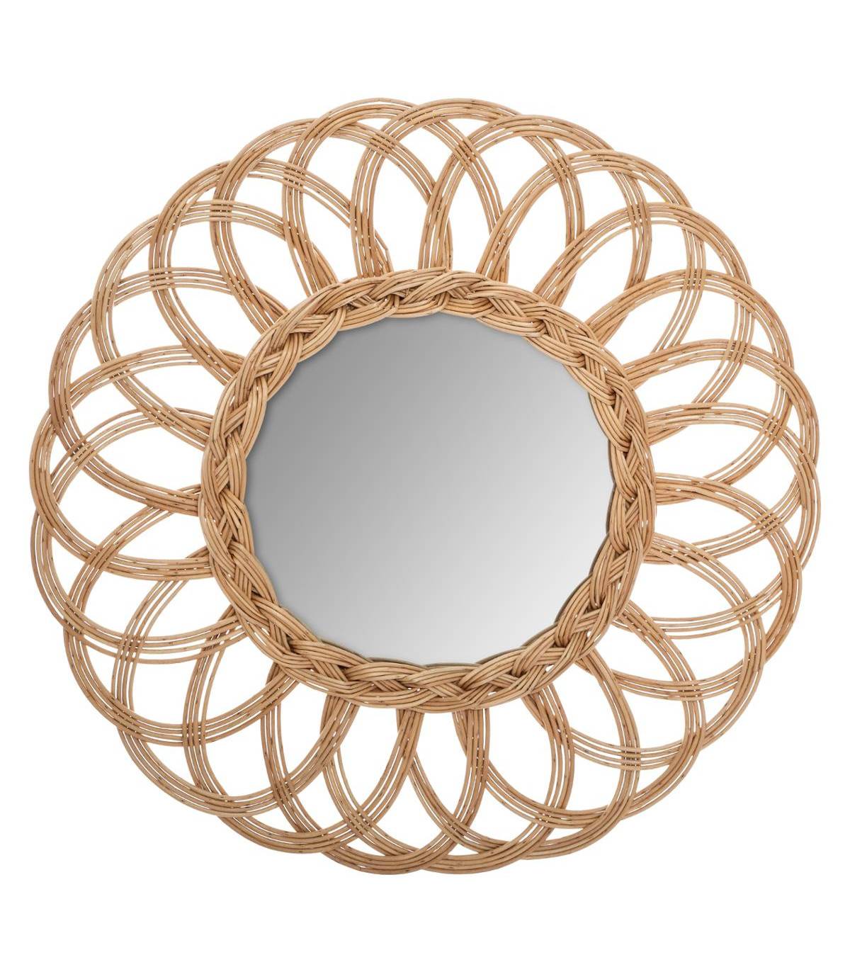 Miroir mural Fleur en rotin D 50 cm - Imagen 1