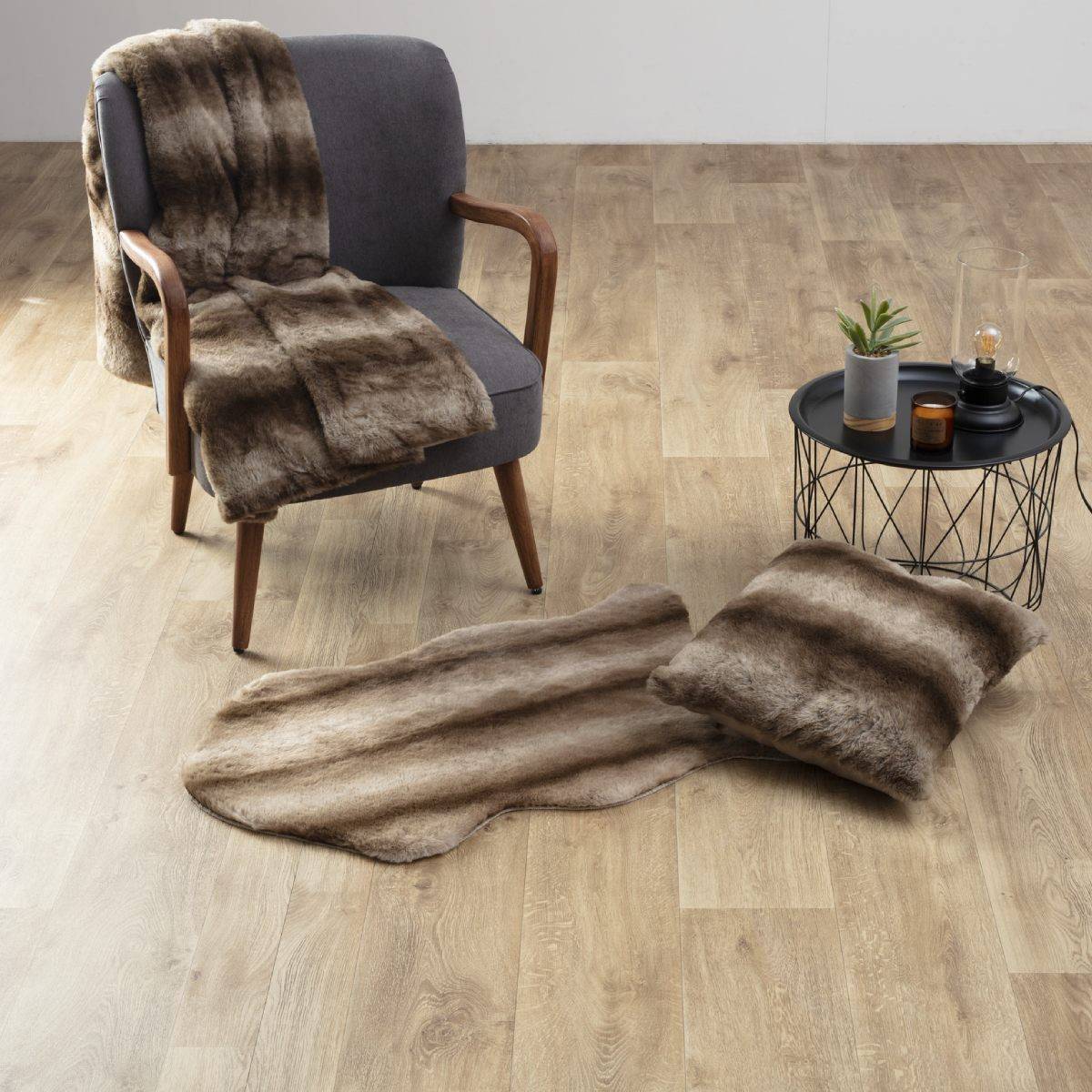 Atmosphera - Tapis décoratif en Fourrure nuance marron 60 x 90 cm - Imagen 3