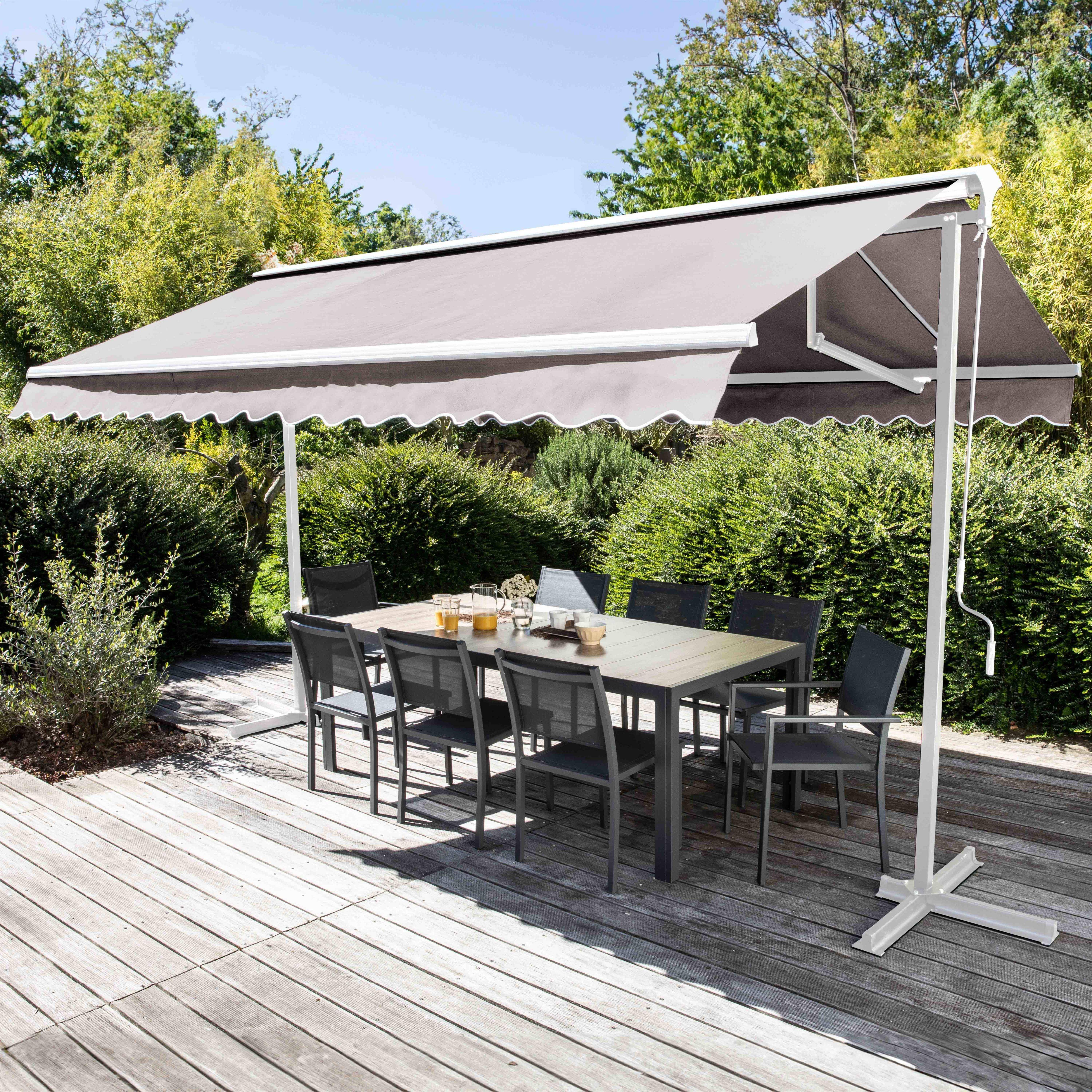 Oviala - Store double pente avec coffre 3 x 4 m en aluminium écru
 Delgada - Oviala - Imagen 2