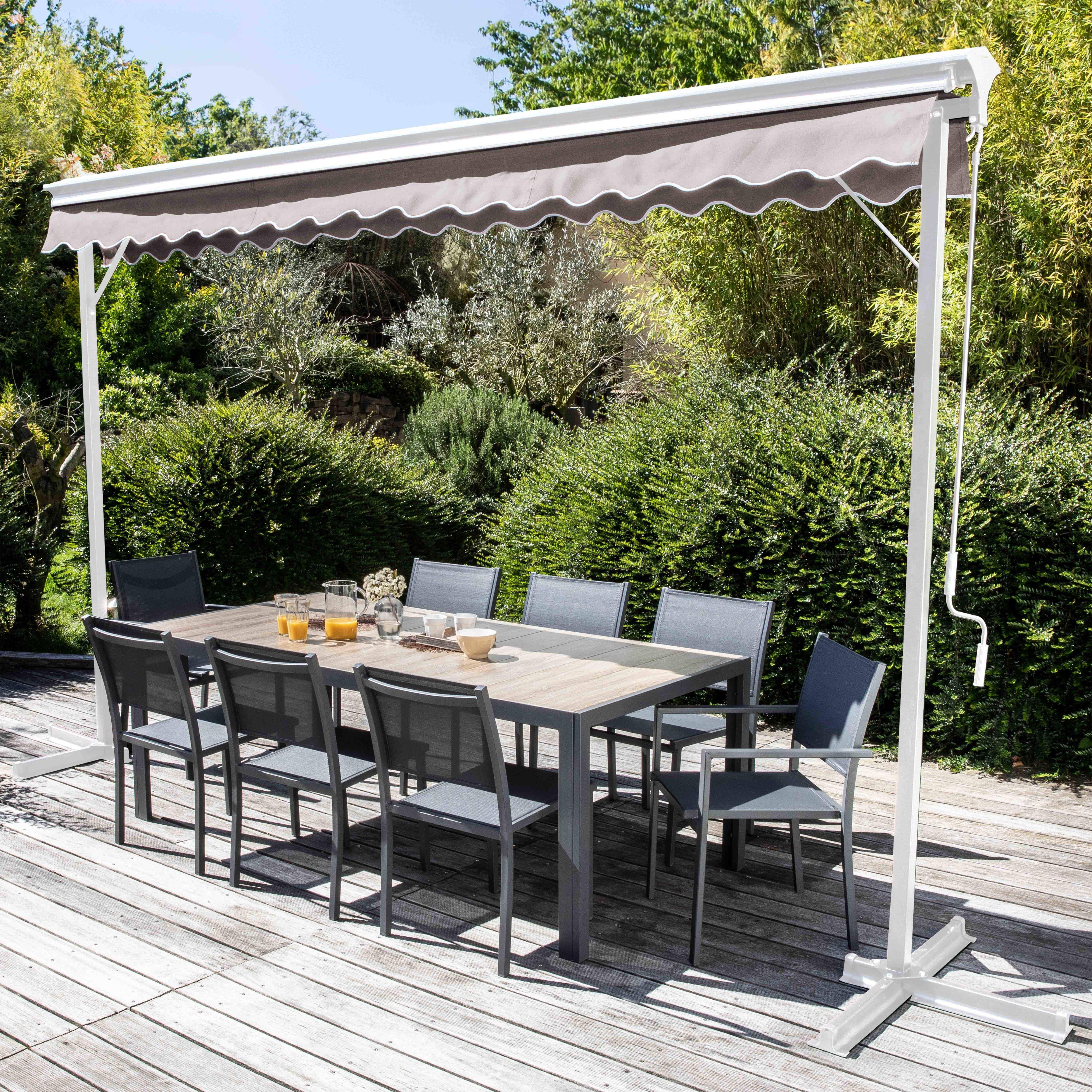 Oviala - Store double pente avec coffre 3 x 4 m en aluminium écru
Delgada - Oviala - Imagen 3