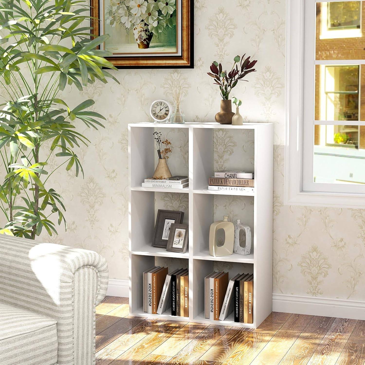 Bibliothèque Cube à 3 Niveaux,Etagère de Rangement avec 3 Compartiments Ouverte,Kit Anti-basculement,Etagère de Présentation à 3 Casiers，Blanc - Image 5