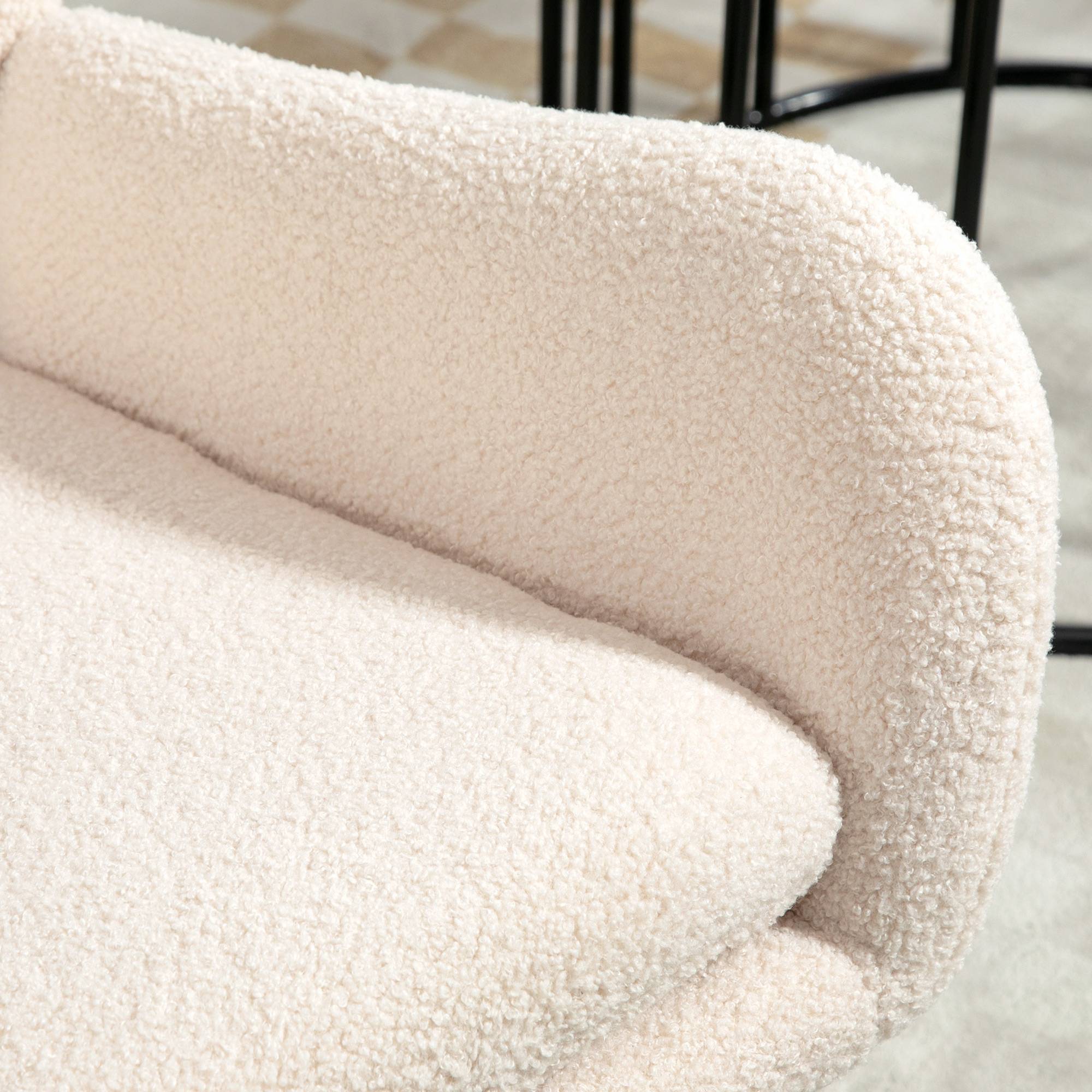 Sans Marque - Fauteuil à bascule, chaise à bascule, avec assise de 10 cm d'épaisseur, pieds incurvés en acier, beige et noir - Image 10