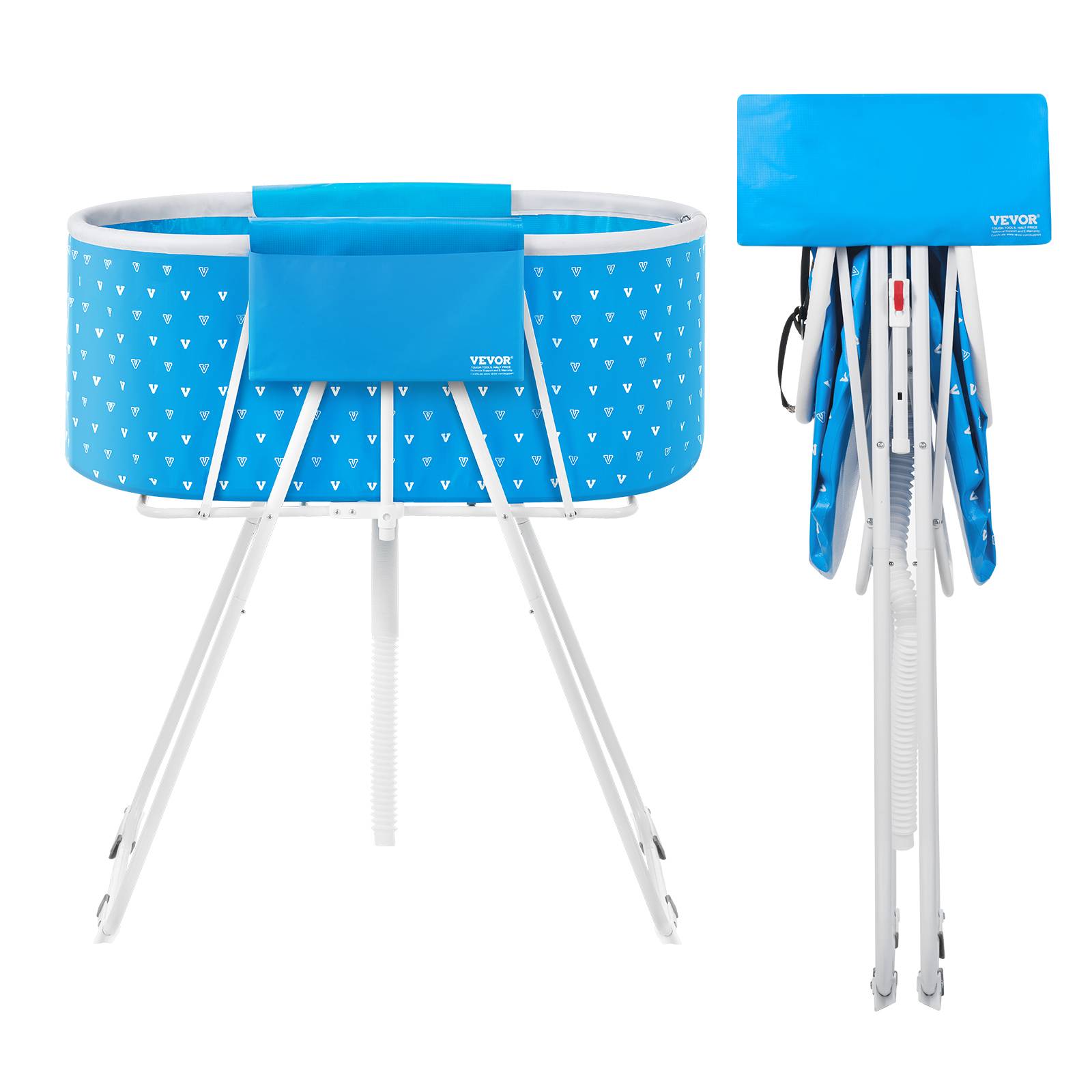 VEVOR Baignoire pliable chien, station douche surélevée. Drainage efficace, petit/moyen, bleu. - Image 1