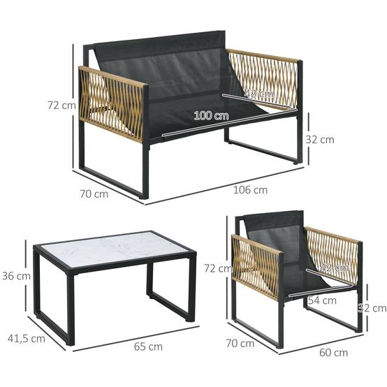 Salon de jardin 4 places en résine tressée pour terrasse avec coussins confortables Crème - ComfortXL Outdoor Living - Image 5