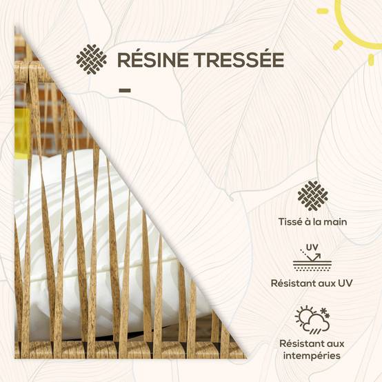 Salon de jardin 4 places en résine tressée pour terrasse avec coussins confortables Crème - ComfortXL Outdoor Living - Image 6