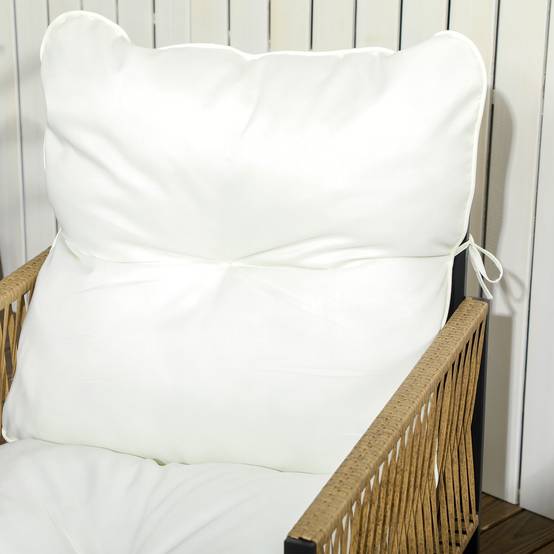 Salon de jardin 4 places en résine tressée pour terrasse avec coussins confortables Crème - ComfortXL Outdoor Living - Image 10