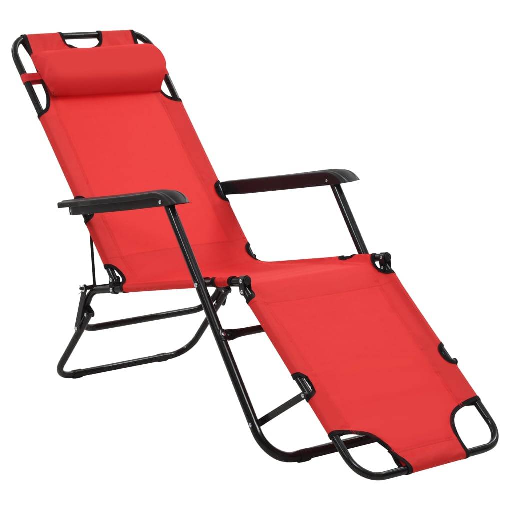 Vidaxl - Chaises longues pliables 2 pcs avec repose-pied Acier Rouge vidaXL 44344 - Imagen 10