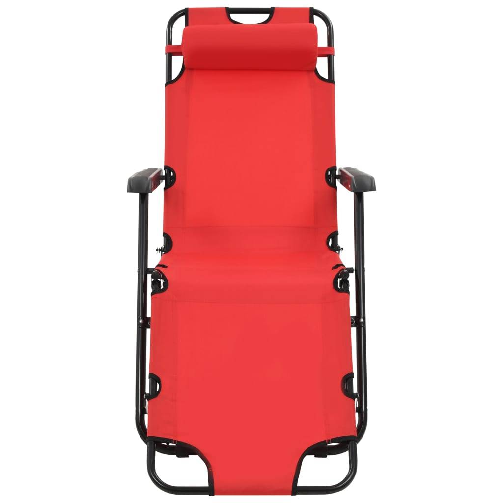 Vidaxl - Chaises longues pliables 2 pcs avec repose-pied Acier Rouge vidaXL 44344 - Imagen 9