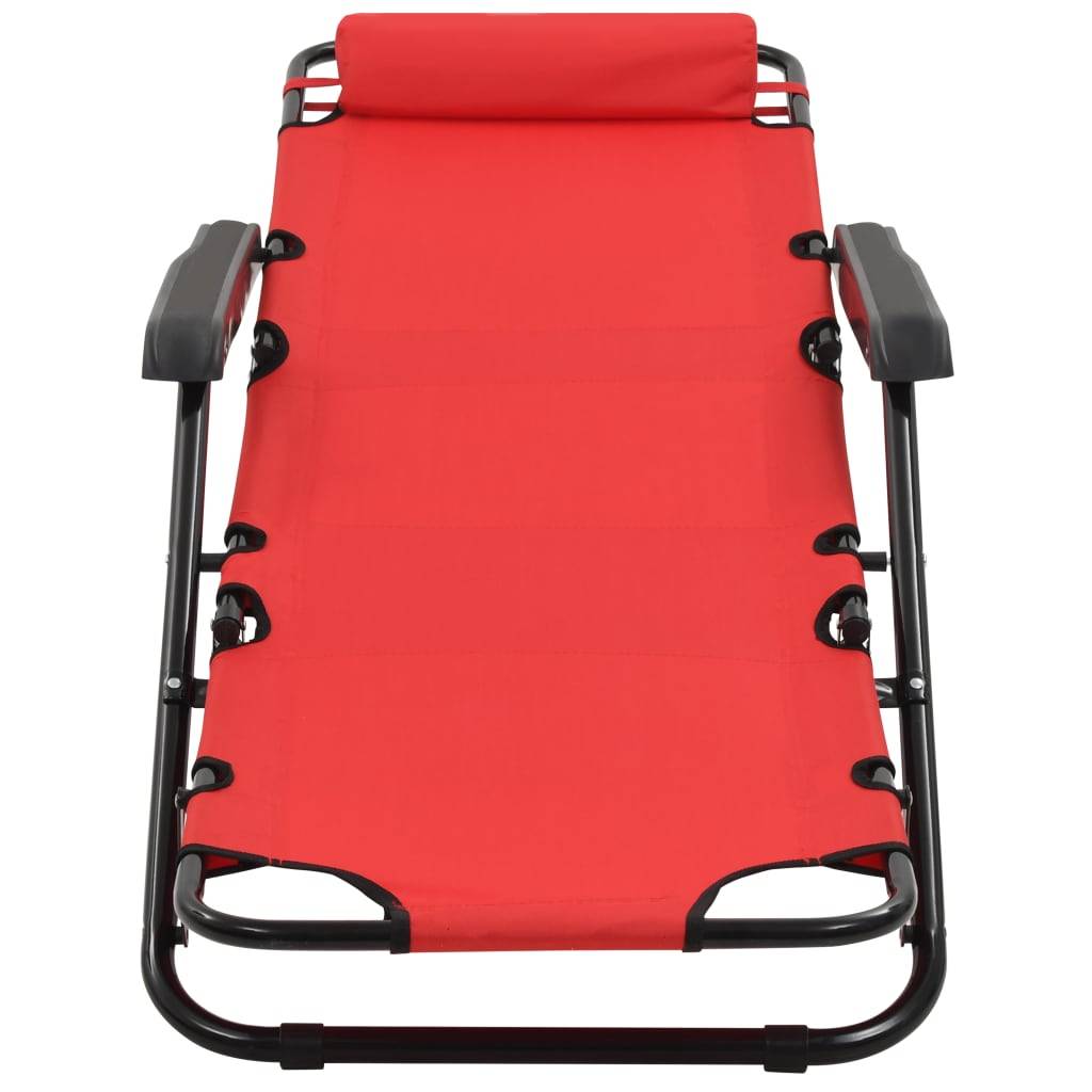 Vidaxl - Chaises longues pliables 2 pcs avec repose-pied Acier Rouge vidaXL 44344 - Imagen 7