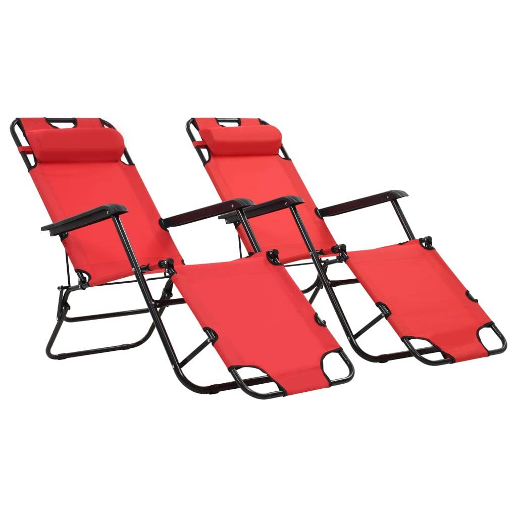 Vidaxl - Chaises longues pliables 2 pcs avec repose-pied Acier Rouge vidaXL 44344 - Imagen 1