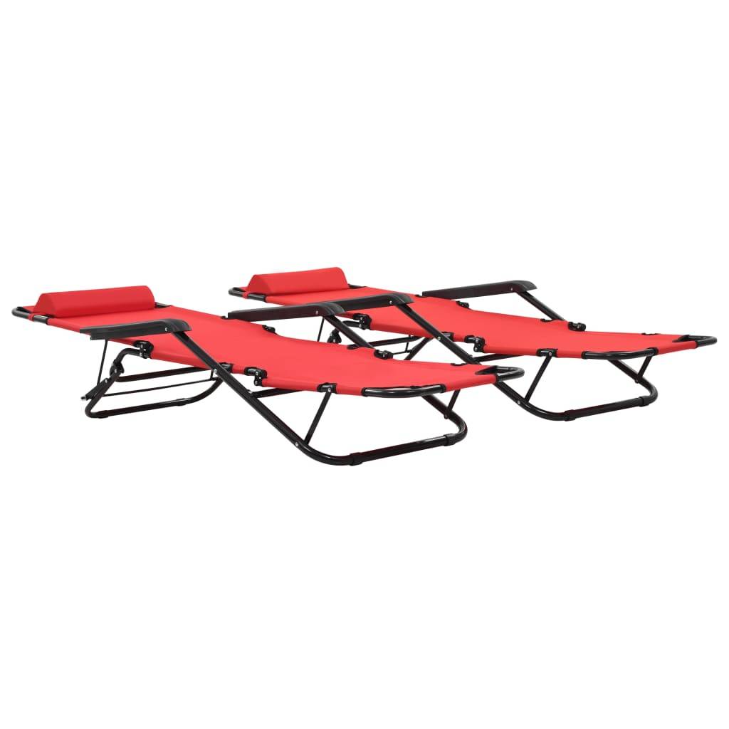 Vidaxl - Chaises longues pliables 2 pcs avec repose-pied Acier Rouge vidaXL 44344 - Imagen 2