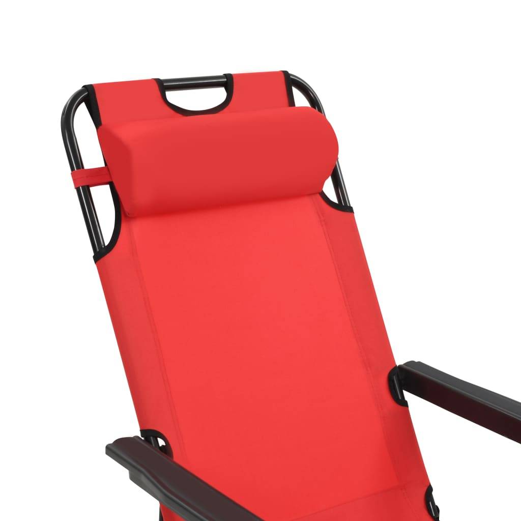Vidaxl - Chaises longues pliables 2 pcs avec repose-pied Acier Rouge vidaXL 44344 - Imagen 5