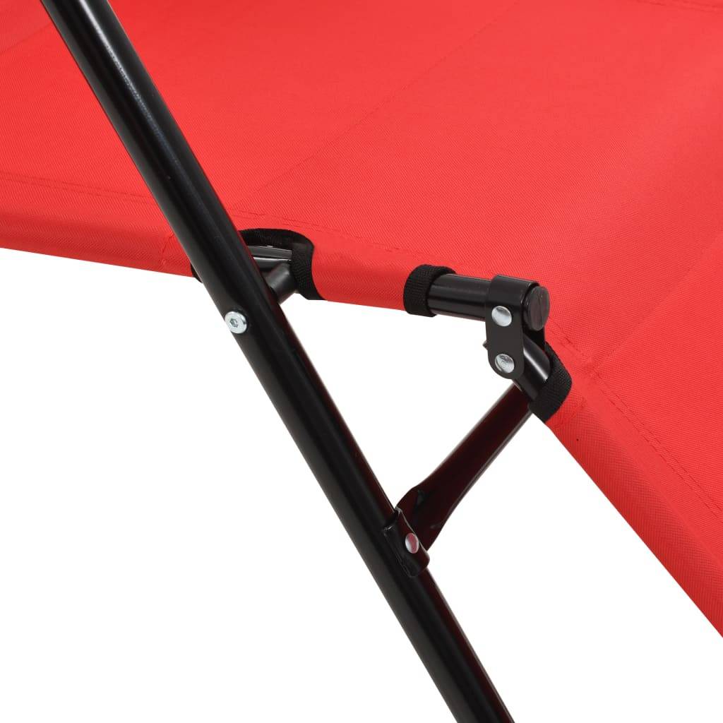 Vidaxl - Chaises longues pliables 2 pcs avec repose-pied Acier Rouge vidaXL 44344 - Imagen 4