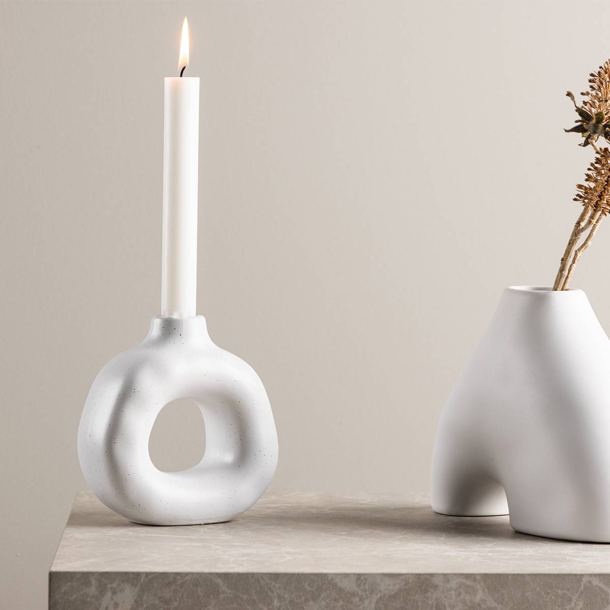 Bougeoir Design en Céramique "Judi" 13cm Blanc - Image 5