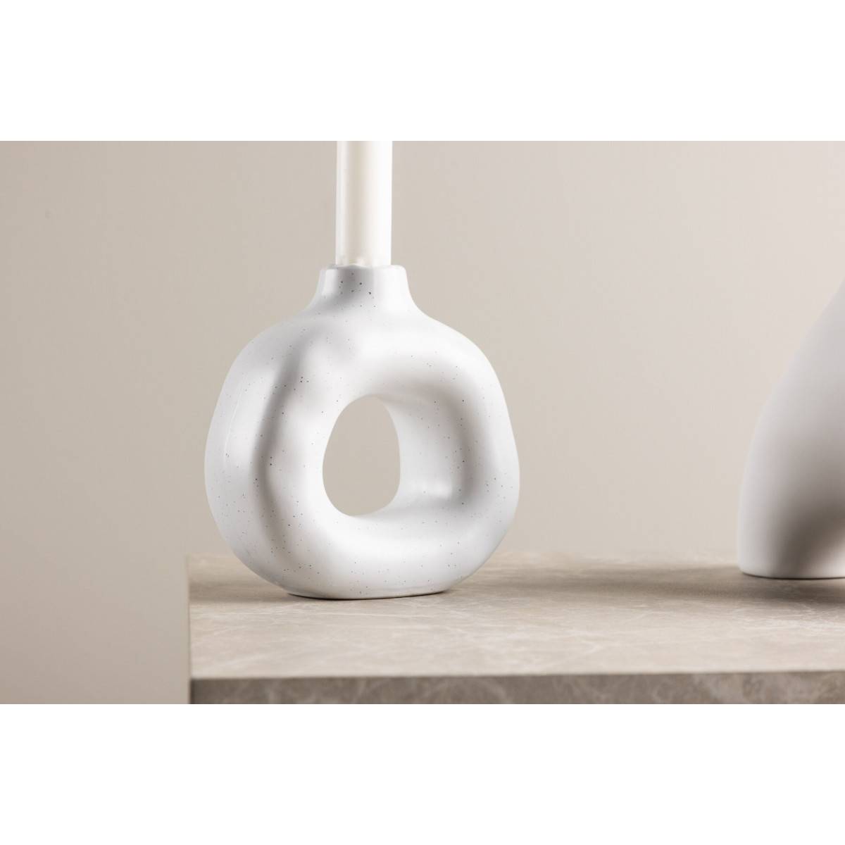 Bougeoir Design en Céramique "Judi" 13cm Blanc - Image 6