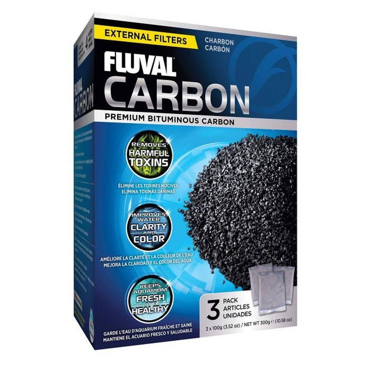 Fluval - Charbon actif pour filtre d’aquarium 3 recharges FLUVAL 100 g - média granulaire faible en cendres - Image 2