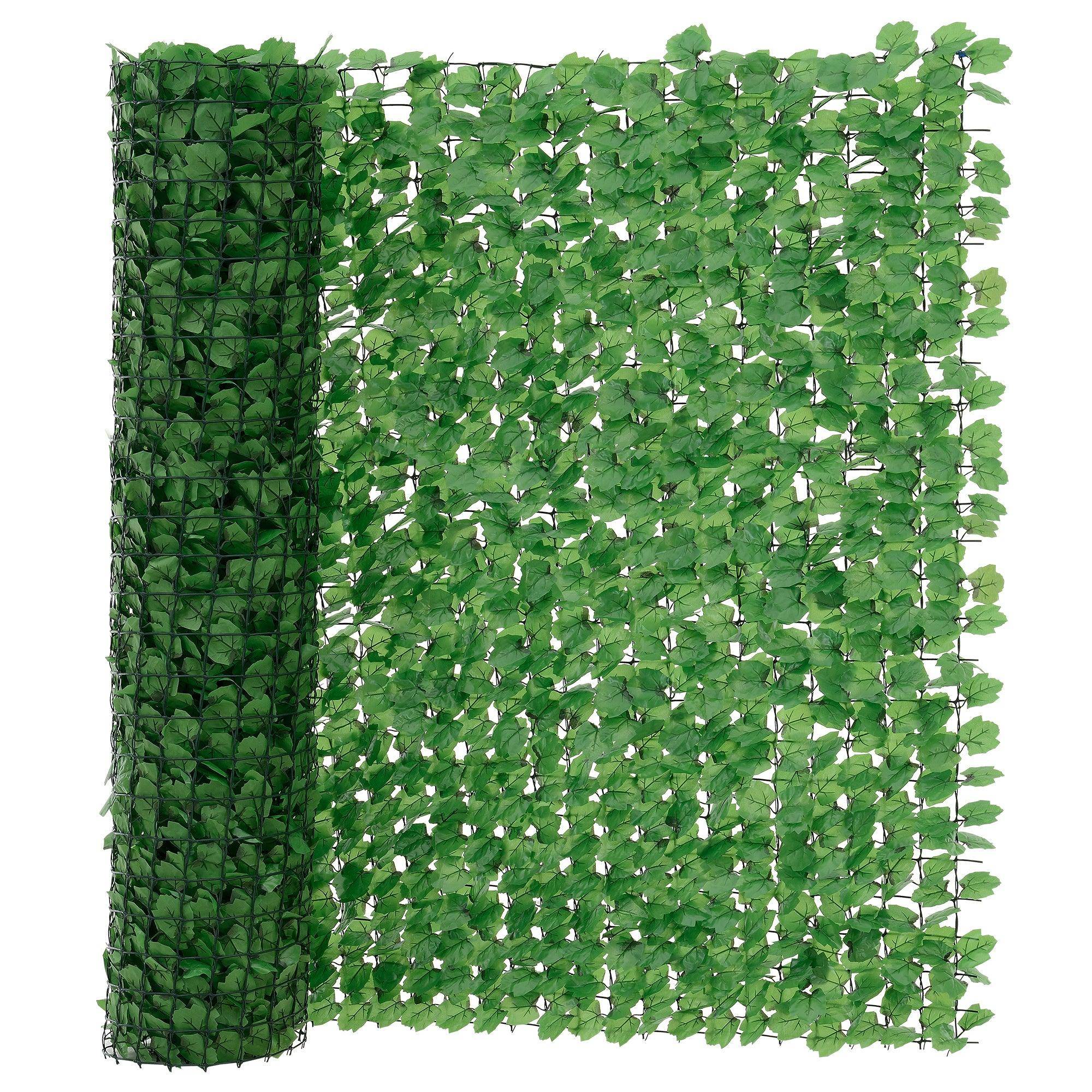 Helloshop26 - Clôture avec feuilles brise vue brise vente polyester plastique fil de fer 300 x 150 cm vert - Imagen 1