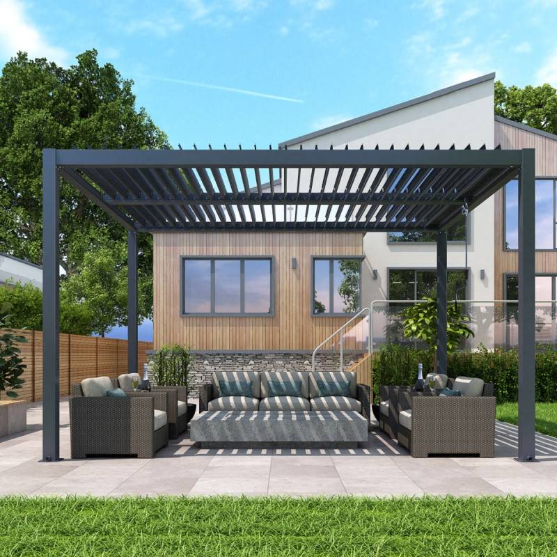 Pergola bioclimatique autoportante aluminium anthracite 12 m² X-METAL - Image 4