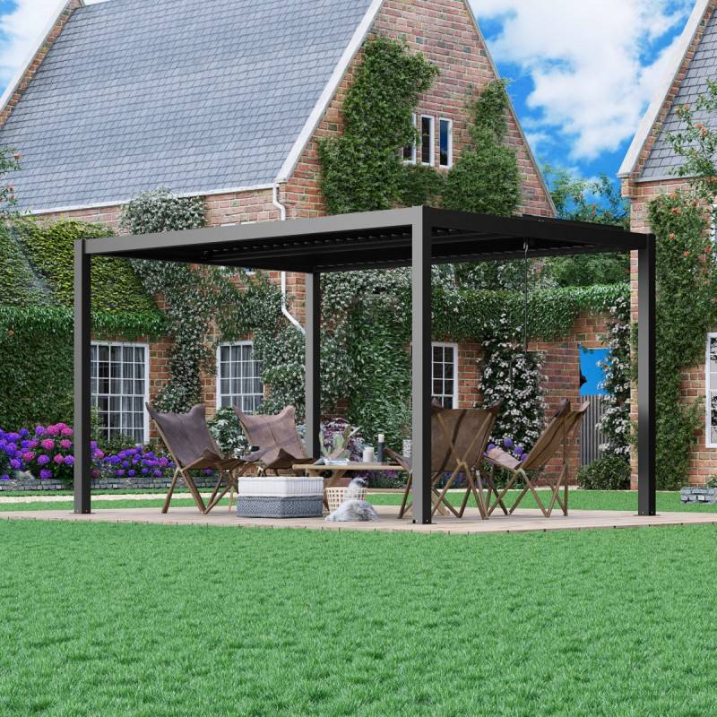 Pergola bioclimatique autoportante aluminium anthracite 12 m² X-METAL - Image 5