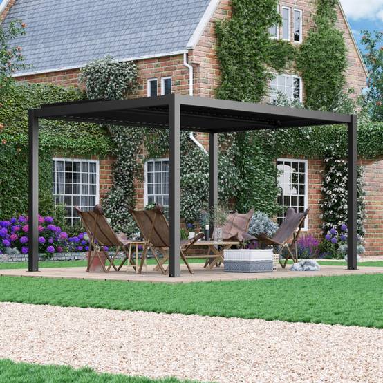 Pergola bioclimatique autoportante aluminium anthracite 12 m² X-METAL - Image 2